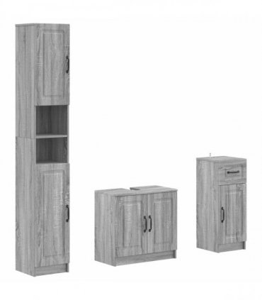 vidaXL 3 Piece Bathroom Cabinet Set UTRECHT Grey Sonoma