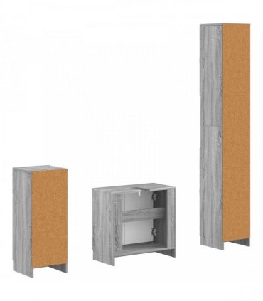vidaXL 3 Piece Bathroom Cabinet Set UTRECHT Grey Sonoma