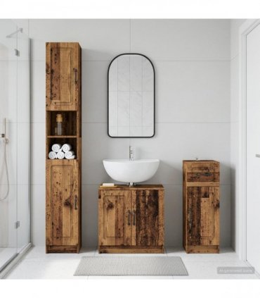 vidaXL 3 Piece Bathroom Cabinet Set UTRECHT Old Wood Engineered Wood