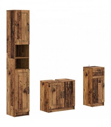 vidaXL 3 Piece Bathroom Cabinet Set UTRECHT Old Wood Engineered Wood