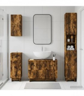 vidaXL 4 Piece Bathroom Cabinet Set EDE Smoked Oak Engineered Wood