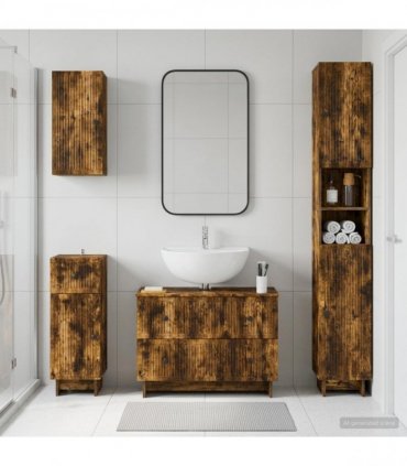 vidaXL 4 Piece Bathroom Cabinet Set EDE Smoked Oak Engineered Wood
