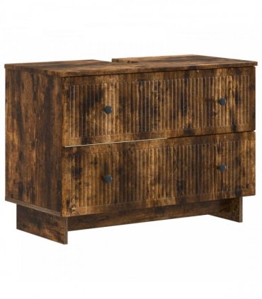 vidaXL 4 Piece Bathroom Cabinet Set EDE Smoked Oak Engineered Wood
