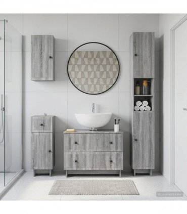 vidaXL 4 Piece Bathroom Cabinet Set EDE Grey Sonoma Engineered Wood