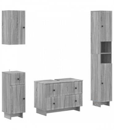 vidaXL 4 Piece Bathroom Cabinet Set EDE Grey Sonoma Engineered Wood