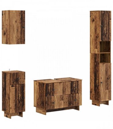 vidaXL 4 Piece Bathroom Cabinet Set EDE Old Wood Engineered Wood