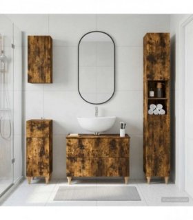 vidaXL 4 Piece Bathroom Cabinet Set ALKMAAR Smoked Oak Engineered Wood