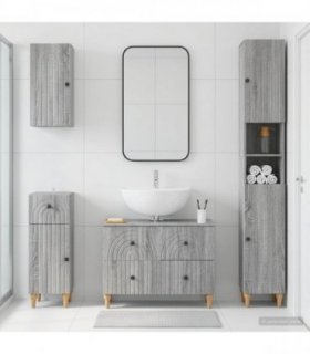 vidaXL 4 Piece Bathroom Cabinet Set ALKMAAR Grey Sonoma