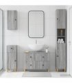 vidaXL 4 Piece Bathroom Cabinet Set ALKMAAR Grey Sonoma