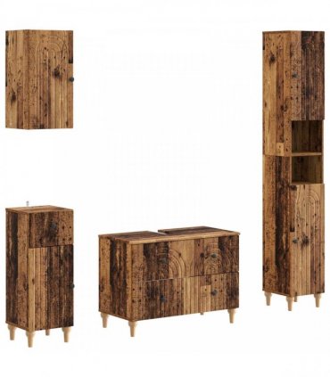 vidaXL 4 Piece Bathroom Cabinet Set ALKMAAR Old Wood Engineered Wood