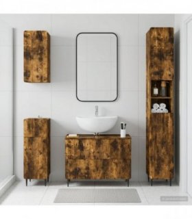 vidaXL 4 Piece Bathroom Cabinet Set ZWOLLE Smoked Oak Engineered Wood