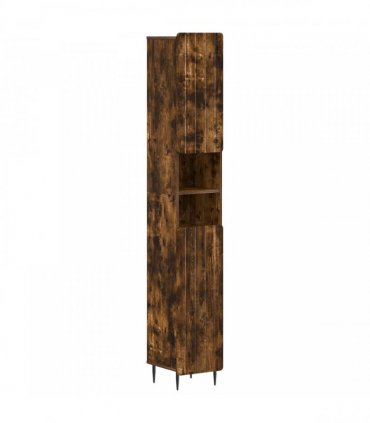 vidaXL 4 Piece Bathroom Cabinet Set ZWOLLE Smoked Oak Engineered Wood