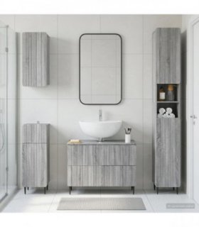 vidaXL 4 Piece Bathroom Cabinet Set ZWOLLE Grey Sonoma Engineered Wood