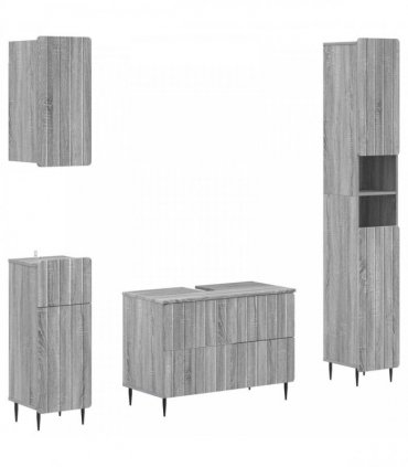 vidaXL 4 Piece Bathroom Cabinet Set ZWOLLE Grey Sonoma Engineered Wood