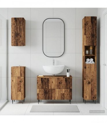 vidaXL 4 Piece Bathroom Cabinet Set ZWOLLE Old Wood Engineered Wood