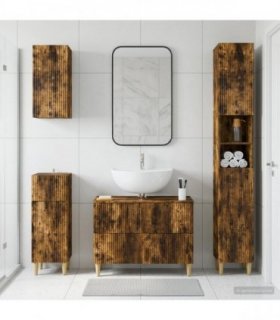 vidaXL 4 Piece Bathroom Cabinet Set ARNHEM Smoked Oak Engineered Wood