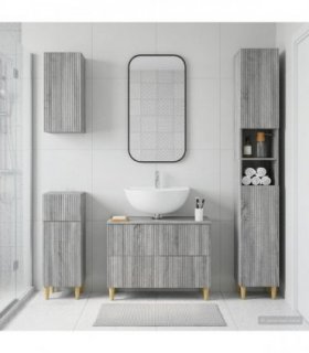 vidaXL 4 Piece Bathroom Cabinet Set ARNHEM Grey Sonoma Engineered Wood