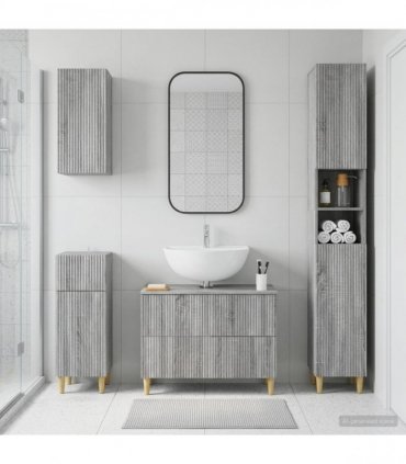 vidaXL 4 Piece Bathroom Cabinet Set ARNHEM Grey Sonoma Engineered Wood
