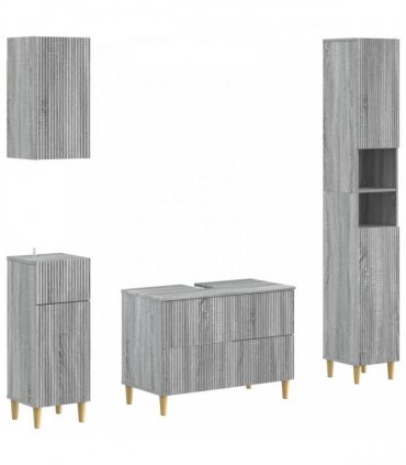 vidaXL 4 Piece Bathroom Cabinet Set ARNHEM Grey Sonoma Engineered Wood