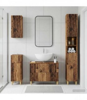 vidaXL 4 Piece Bathroom Cabinet Set ARNHEM Old Wood Engineered Wood