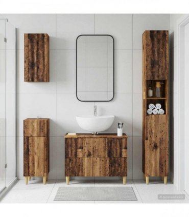 vidaXL 4 Piece Bathroom Cabinet Set ARNHEM Old Wood Engineered Wood