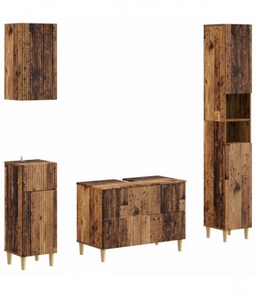 vidaXL 4 Piece Bathroom Cabinet Set ARNHEM Old Wood Engineered Wood