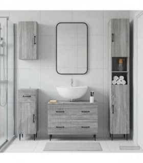 vidaXL 4 Piece Bathroom Cabinet Set HAARLEM Grey Sonoma