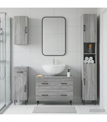 vidaXL 4 Piece Bathroom Cabinet Set HAARLEM Grey Sonoma