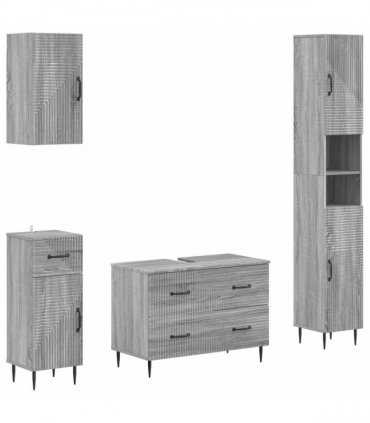 vidaXL 4 Piece Bathroom Cabinet Set HAARLEM Grey Sonoma
