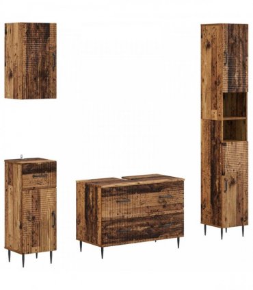 vidaXL 4 Piece Bathroom Cabinet Set HAARLEM Old Wood Engineered Wood