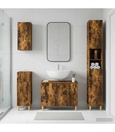 vidaXL 4 Piece Bathroom Cabinet Set DELFT Smoked Oak Engineered Wood