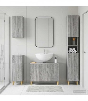 vidaXL 4 Piece Bathroom Cabinet Set DELFT Grey Sonoma Engineered Wood