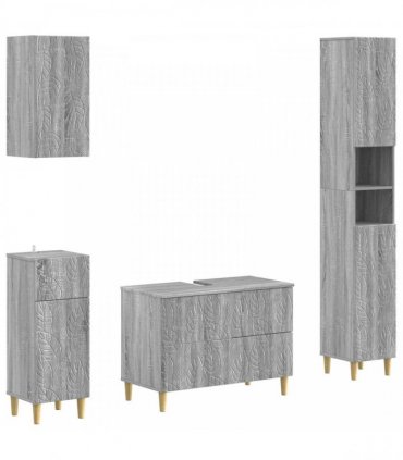 vidaXL 4 Piece Bathroom Cabinet Set DELFT Grey Sonoma Engineered Wood