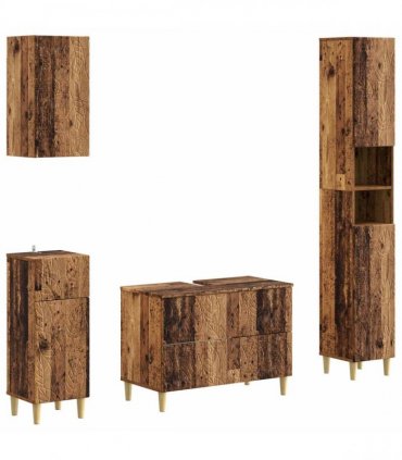 vidaXL 4 Piece Bathroom Cabinet Set DELFT Old Wood Engineered Wood