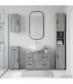vidaXL 4 Piece Bathroom Cabinet Set HOORN Grey Sonoma Engineered Wood