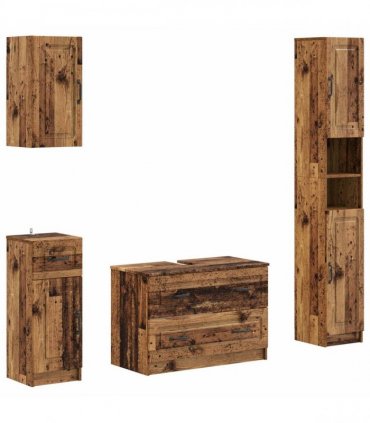 vidaXL 4 Piece Bathroom Cabinet Set UTRECHT Old Wood Engineered Wood