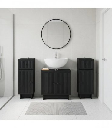 vidaXL 3 Piece Bathroom Cabinet Set EDE 3 pcs Black 30 x 31 x 80 cm
