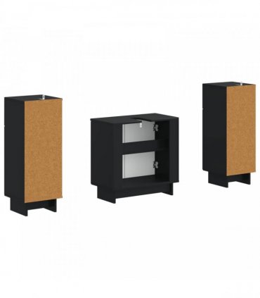 vidaXL 3 Piece Bathroom Cabinet Set EDE 3 pcs Black 30 x 31 x 80 cm