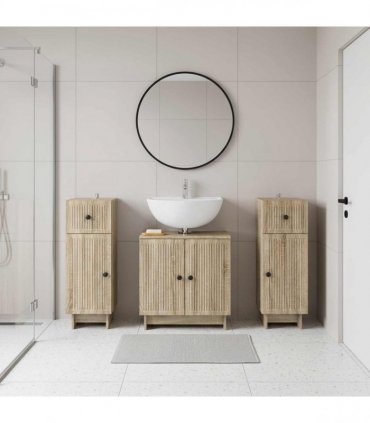vidaXL 3 Piece Bathroom Cabinet Set EDE 3 pcs Sonoma Oak