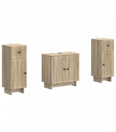 vidaXL 3 Piece Bathroom Cabinet Set EDE 3 pcs Sonoma Oak