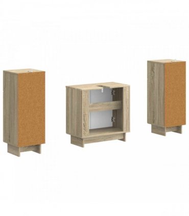 vidaXL 3 Piece Bathroom Cabinet Set EDE 3 pcs Sonoma Oak