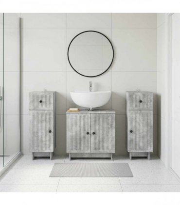 vidaXL 3 Piece Bathroom Cabinet Set EDE 3 pcs Concrete Grey