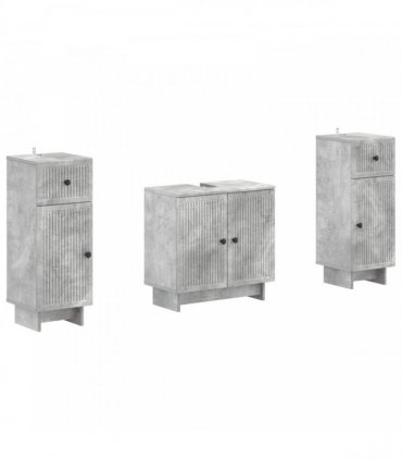 vidaXL 3 Piece Bathroom Cabinet Set EDE 3 pcs Concrete Grey