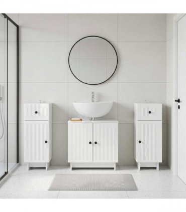 vidaXL 3 Piece Bathroom Cabinet Set EDE 3 pcs High Gloss White