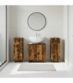 vidaXL 3 Piece Bathroom Cabinet Set EDE 3 pcs Smoked Oak