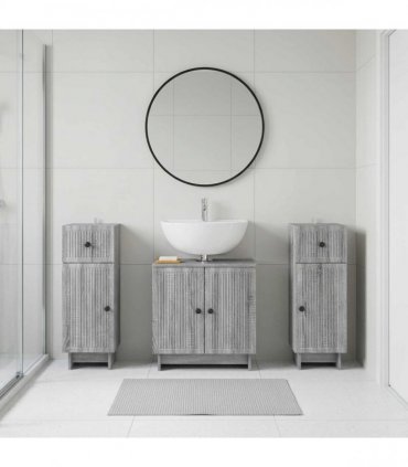 vidaXL 3 Piece Bathroom Cabinet Set EDE 3 pcs Grey Sonoma