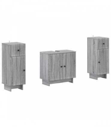vidaXL 3 Piece Bathroom Cabinet Set EDE 3 pcs Grey Sonoma