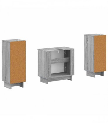 vidaXL 3 Piece Bathroom Cabinet Set EDE 3 pcs Grey Sonoma