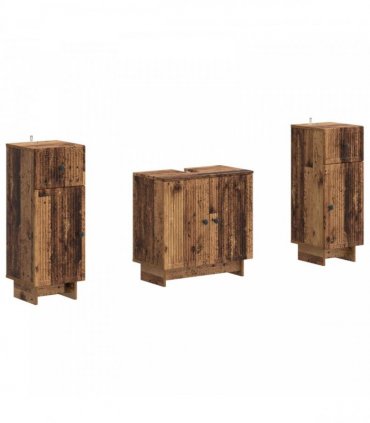 vidaXL 3 Piece Bathroom Cabinet Set EDE 3 pcs Old Wood 30 x 31 x 80 cm