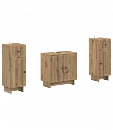 vidaXL 3 Piece Bathroom Cabinet Set EDE 3 pcs Artisan Oak